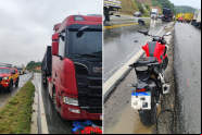 Piloto cai de moto ao ar em buraco e 